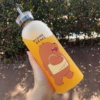 'We Bare Bears' Frosted Plastic Water Bottle with Straw