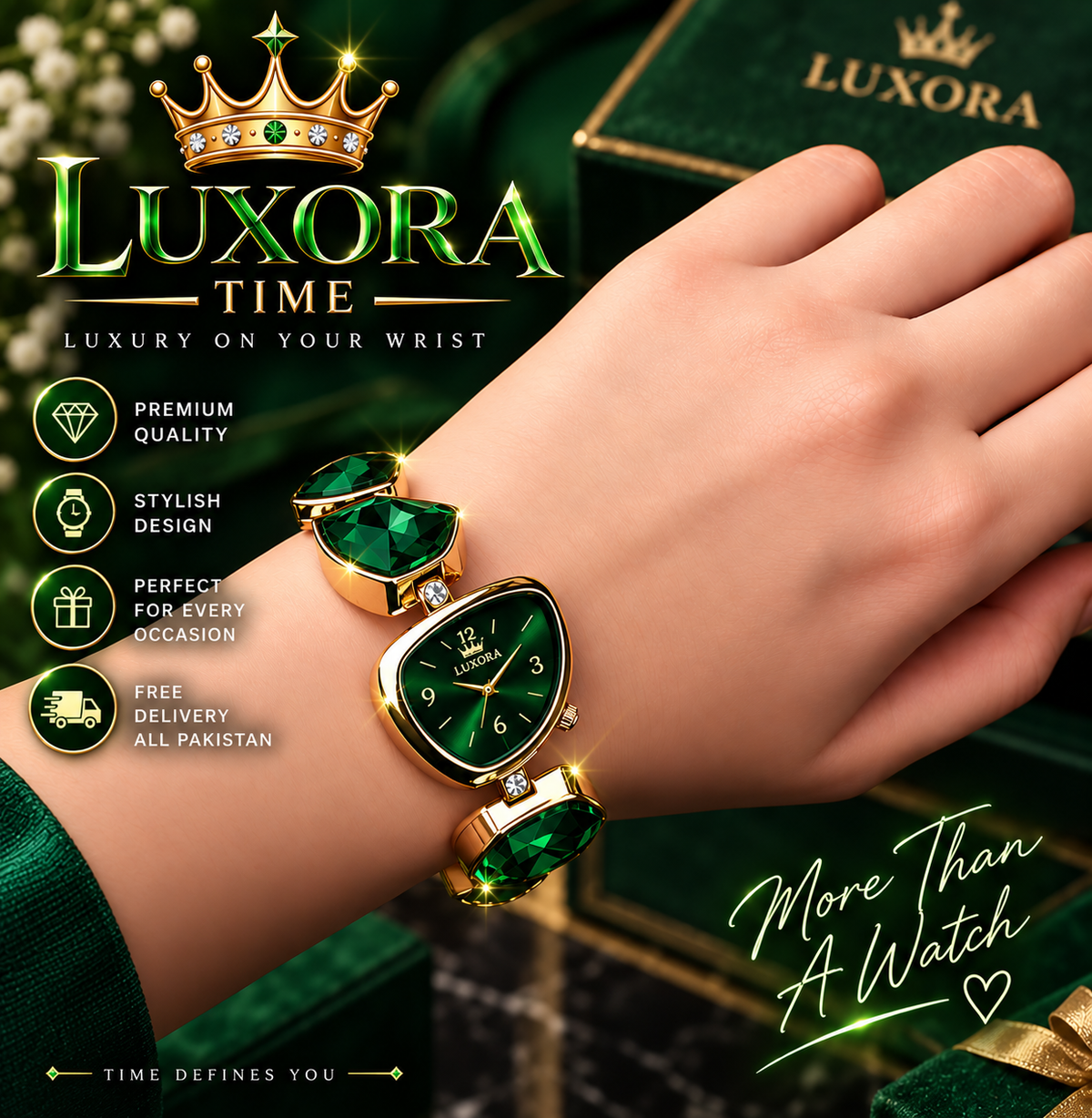 Luxora Aurora Gemstone Cuff Watch ( 7 Days Return Policy)